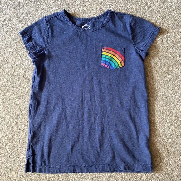 Primary Other - Primary unisex navy tunic t shirt with rainbow pocket detail size 6/7